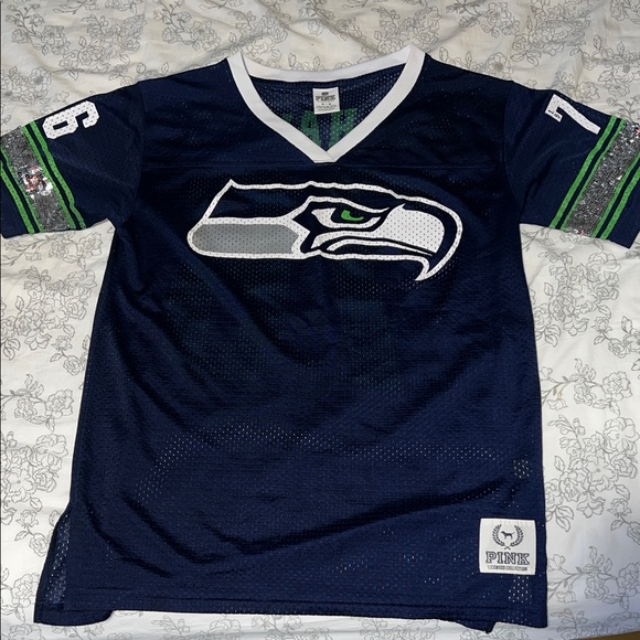 PINK Victoria's Secret Navy Blue Seahawks Jersey - Picture 1 of 3